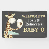 Giraffe drink bier Baby-Q Co-ed Baby shower Spandoek (Horizontaal)