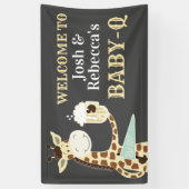 Giraffe drink bier Baby-Q Co-ed Baby shower Spandoek (Verticaal)