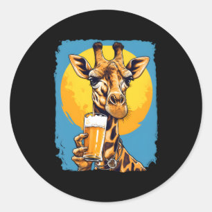 Giraffe Drink bierdrinker Safari Zoo Anim Ronde Sticker