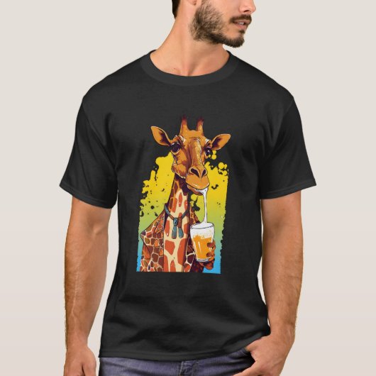 Giraffe Drink bierdrinker Safari Zoo Anim T-shirt (Voorkant)