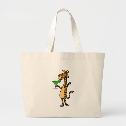 Giraffe Drink Margarita Cartoon Grote Tote Bag (Voorkant)