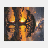 Giraffe drinkt water in African Cosmic Sunset Fle Fleece Deken (Voorkant (Horizontaal))