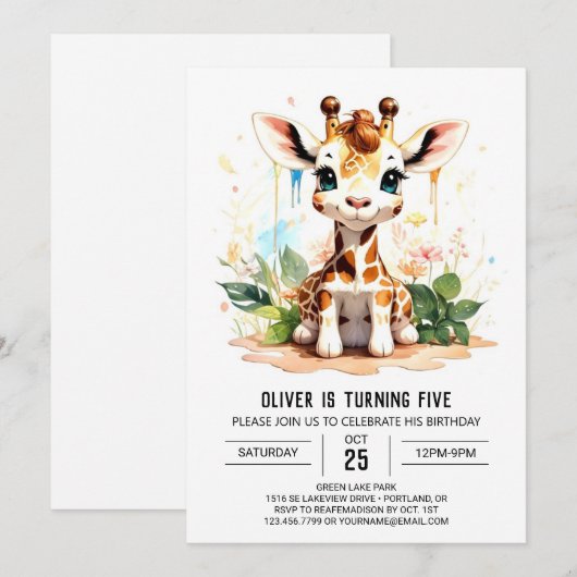 Giraffe Dromen Schattige Safari Verjaardag Kaart (Voorkant / Achterkant)