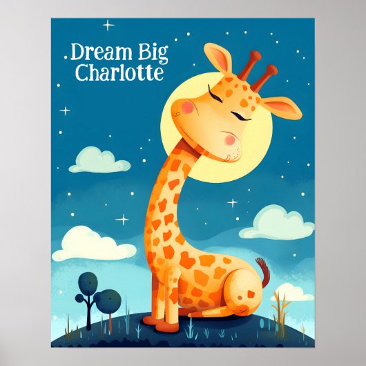 Giraffe Droom | Dieren Nursery Kunst Poster (Voorkant)