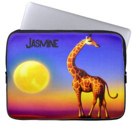 Giraffe droomschap/maan/sterren bewerkbaar laptop sleeve