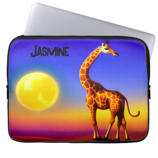 Giraffe droomschap/maan/sterren bewerkbaar laptop sleeve