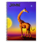 Giraffe droomschap/maan/sterren bewerkbaar notitieboek (Voorkant)