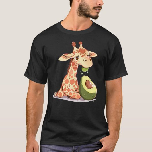 giraffe eating avocado, giraffe for men, giraffe f t-shirt (Voorkant)