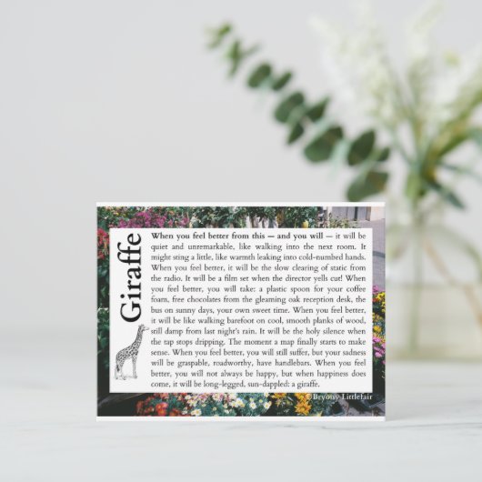 Giraffe - Een gedicht over herstel Briefkaart (Staand voorkant)
