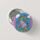 GIRAFFE, EENVOUDIGERE EIEREN EN TULIPS HOLIDAY BUT RONDE BUTTON 3,2 CM (Voorkant /achterkant)
