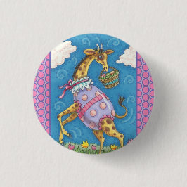 GIRAFFE, EENVOUDIGERE EIEREN EN TULIPS HOLIDAY BUT RONDE BUTTON 3,2 CM