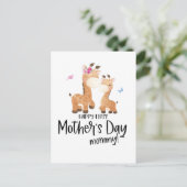 Giraffe eerste Moederdag Briefkaart (Staand voorkant)