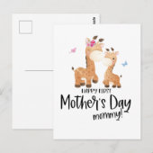 Giraffe eerste Moederdag Briefkaart (Voorkant / Achterkant)