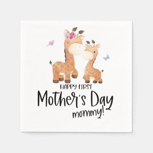 Giraffe eerste Moederdag Servet (Voorkant)