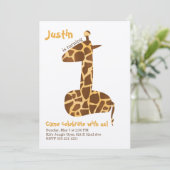 Giraffe eerste uitnodiging van de Birthday Party (Staand voorkant)