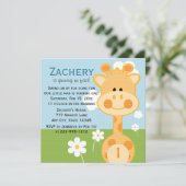 Giraffe Eerste verjaardag (Aangepast om het even w Kaart (Staand voorkant)