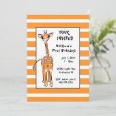 Giraffe - eerste verjaardag kaart (Staand voorkant)