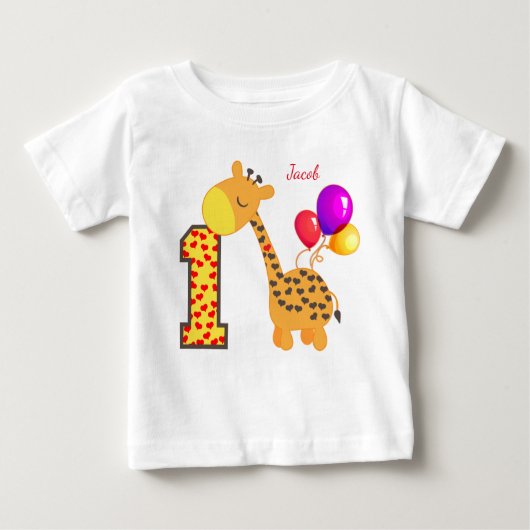 Giraffe eerste verjaardagsfeestje op maat (Voorkant)