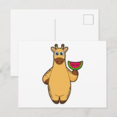 Giraffe eet met watermeloen briefkaart (Voorkant / Achterkant)