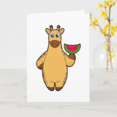 Giraffe eet met watermeloen kaart (Gele Bloem)