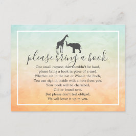 Giraffe Elephant Baby shower Book Insert Request Uitnodiging Briefkaart