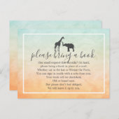 Giraffe Elephant Baby shower Book Insert Request Uitnodiging Briefkaart (Voorkant / Achterkant)