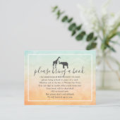 Giraffe Elephant Baby shower Book Insert Request Uitnodiging Briefkaart (Staand voorkant)