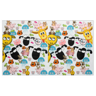Giraffe Elephant Dog Fabric Stof