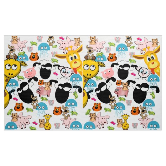 Giraffe Elephant Dog Fabric Stof (Yard (91,4 cm))