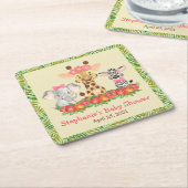 Giraffe Elephant en Zebra Girl Safari Baby shower Kartonnen Onderzetters (Schuin)