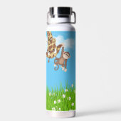 Giraffe en aap met gras waterfles (Achterkant)