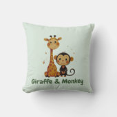 Giraffe en aap | Oerwoud Vrienden Decor voor Kinde Kussen (Voorkant)
