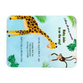 Giraffe en apen Safari of Zoo Party Animal Invite Magneet (Horizontaal)