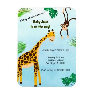 Giraffe en apen Safari of Zoo Party Animal Invite Magneet
