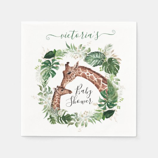 Giraffe en Baby Baby shower Servet (Voorkant)