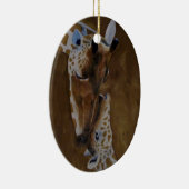 Giraffe en Baby keramisch ovaal Ornament (Rechts)