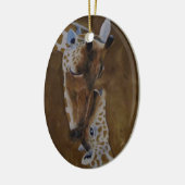 Giraffe en Baby keramisch ovaal Ornament (Links)