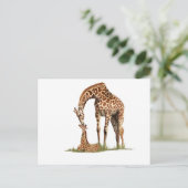 Giraffe- en baby-kus briefkaart (Staand voorkant)