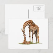 Giraffe- en baby-kus briefkaart (Voorkant / Achterkant)