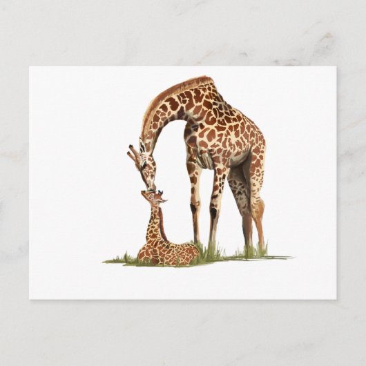 Giraffe- en baby-kus briefkaart (Voorkant)