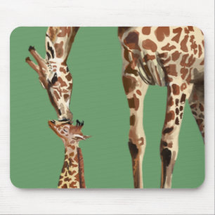Giraffe- en baby-kus muismat