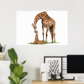 Giraffe- en baby-kus poster (Thuiskantoor)