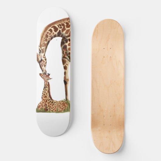 Giraffe- en baby-kus skateboard (Voorkant)