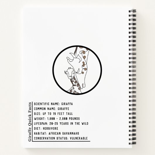 Giraffe en Baby Line Art Natuur Dieren Notitieboek (Achterkant)