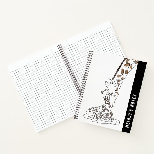 Giraffe en Baby Line Art Natuur Dieren Notitieboek (Binnen)