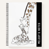 Giraffe en Baby Line Art Natuur Dieren Notitieboek (Voorkant)