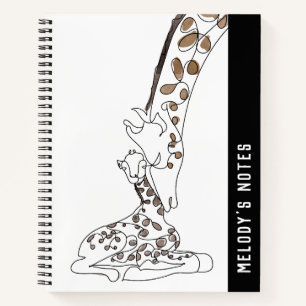 Giraffe en Baby Line Art Natuur Dieren Notitieboek