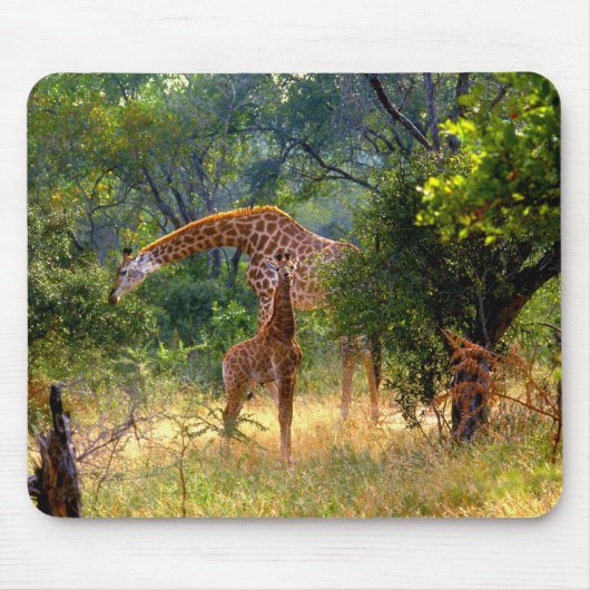 Giraffe en Baby Mousepad Muismat (Voorkant)