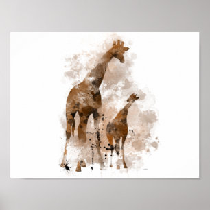 GIRAFFE EN BABY - POSTER
