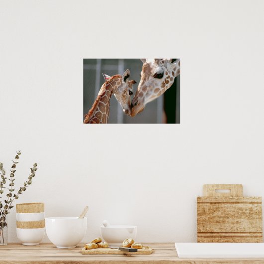 Giraffe en Baby Poster (Keuken)